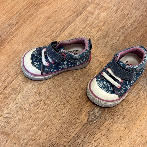 See Kai Run Denim Blue and Pink Sneakers - Picture 1 of 5